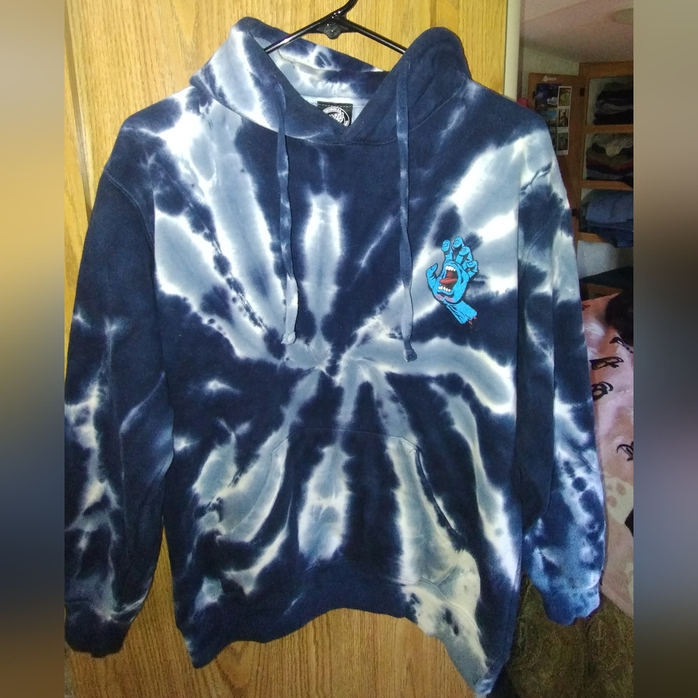 Santa Cruz Screaming Hand Navy Blue/White Tie-dye Hoodie